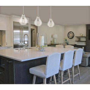 1 Light Brushed Nickel Clear Glass Shade Mini Pendant Adjustable Light Fixture 2