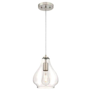 1 Light Brushed Nickel Clear Glass Shade Mini Pendant Adjustable Light Fixture 1