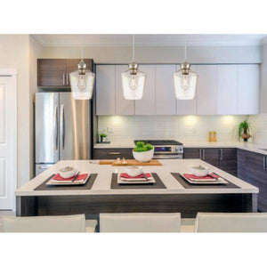 1 Light Brushed Nickel Clear Glass Shade Mini Pendant Adjustable Light Fixture 2