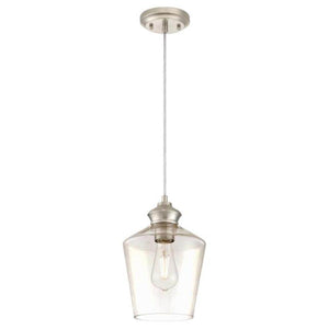 1 Light Brushed Nickel Clear Glass Shade Mini Pendant Adjustable Light Fixture 1