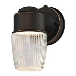 1 Light 6 watt Oil Rubbed Bronze Clear Ribbed Glass Shade 3000K Non-Dimmable LED with Sensor 1