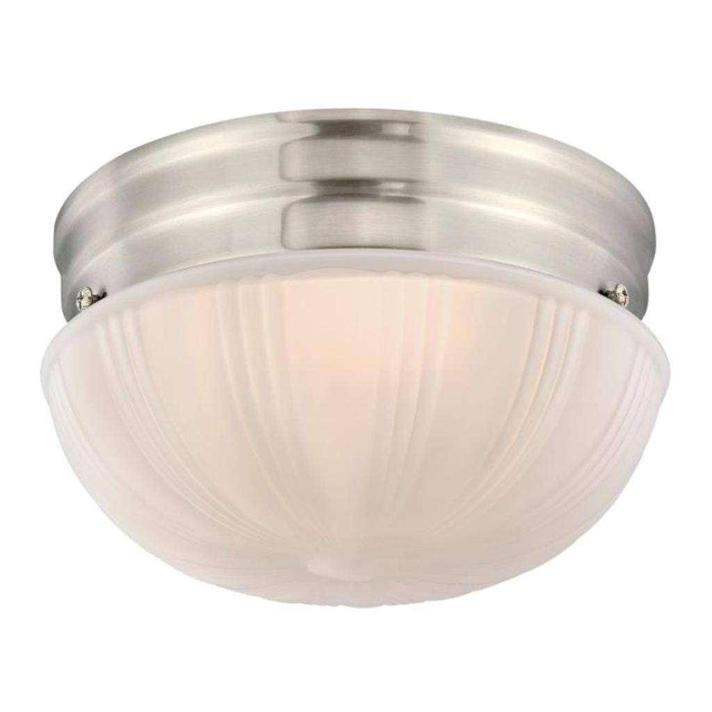 7" 10 watt 3000K Natural White Brushed Nickel Frosted Fluted Glass Shade Dimmable LED Flush Mount 1