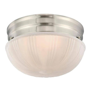 7" 10 watt 3000K Natural White Brushed Nickel Frosted Fluted Glass Shade Dimmable LED Flush Mount 1