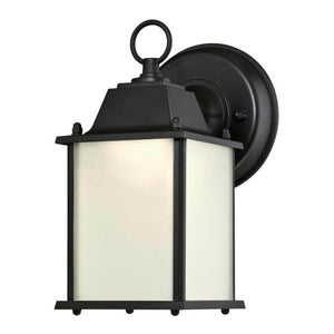 1 Light 9 watt Textured Black Frosted Glass Shade 3000K Non-Dimmable LED 1