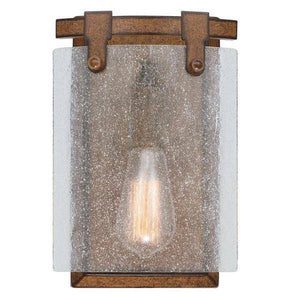 1 Light Barnwood Clear Seeded Glass Shade Wall Light Fixture 2
