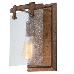 1 Light Barnwood Clear Seeded Glass Shade Wall Light Fixture 1