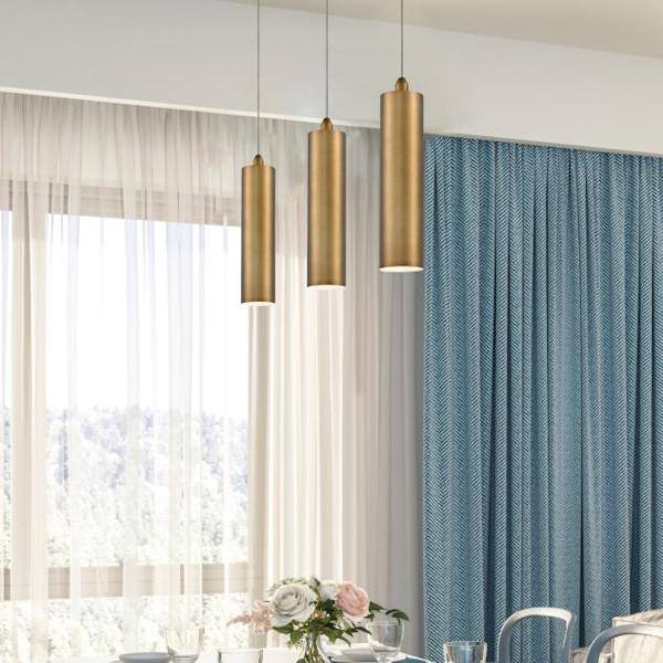 1 Light Brushed Brass Dimmable LED Pendant Light Fixture 4