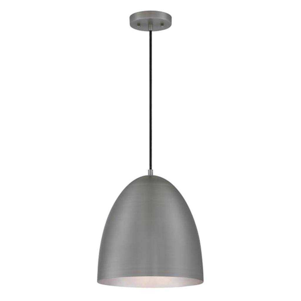 1 Light Dark Pewter Finish with Silver Interior Pendant Light Fixture 1