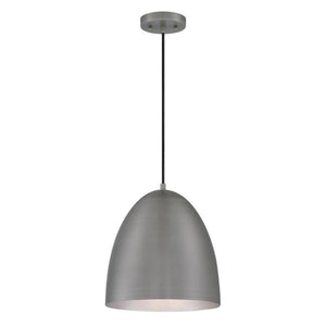 1 Light Dark Pewter Finish with Silver Interior Pendant Light Fixture 1
