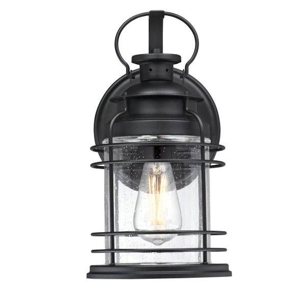 1 Light Textured Black Finish Wall Lantern Fixture 2
