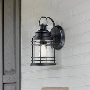 1 Light Textured Black Finish Wall Lantern Fixture 4