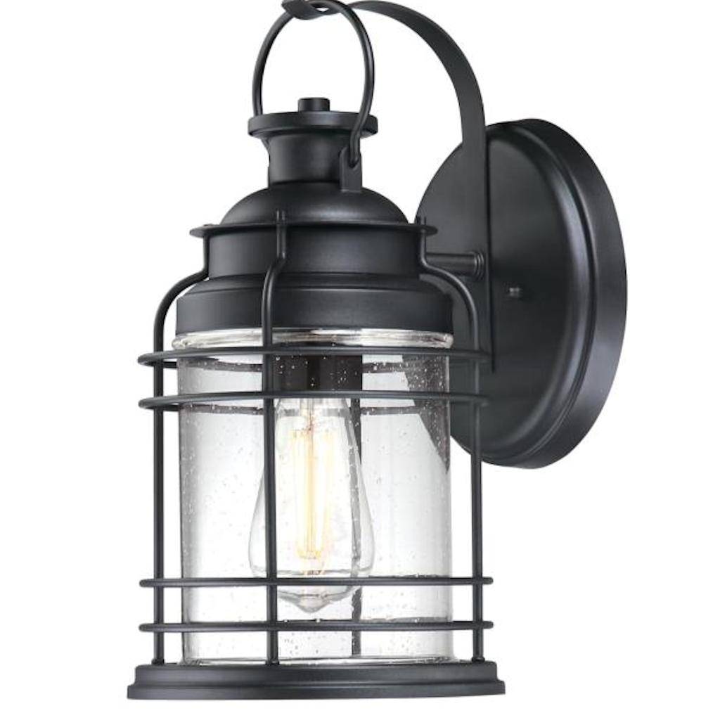 1 Light Textured Black Finish Wall Lantern Fixture 1