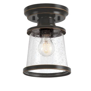 1 Light 7" Amber Bronze Semi-Flush Fixture 1