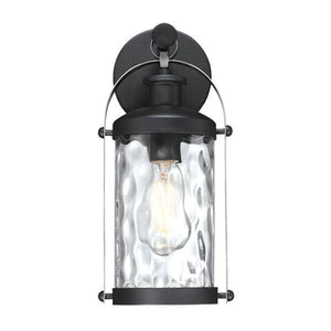 1 Light Matte Black and Antique Pewter Clear Water Glass Outdoor Wall Fixture 2