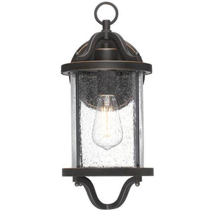 1 Light Oil Rubbed Bronze Clear Seeded Glass Outdoor Wall Fixture 2