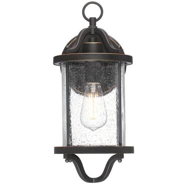 1 Light Oil Rubbed Bronze Clear Seeded Glass Outdoor Wall Fixture 2