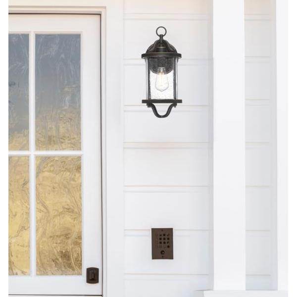 1 Light Oil Rubbed Bronze Clear Seeded Glass Outdoor Wall Fixture 3