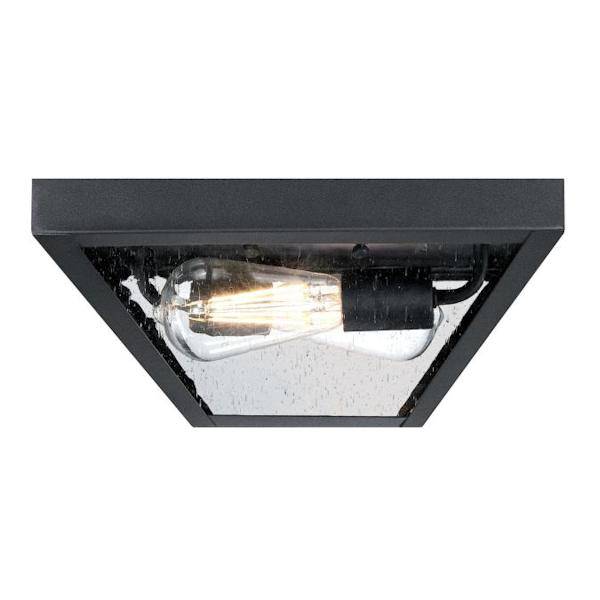 2 Light Textured Black Outdoor Flush Light Fixture 2