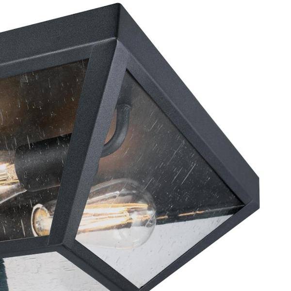 2 Light Textured Black Outdoor Flush Light Fixture 3