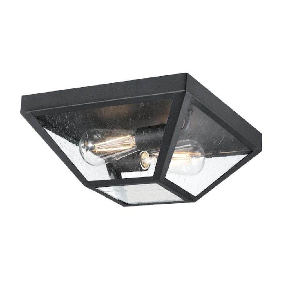 2 Light Textured Black Outdoor Flush Light Fixture 1