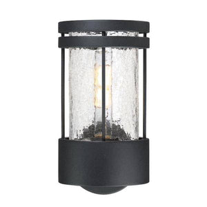 1 Light Textured Black with Crackle Glass Outdoor Wall Fixture 2