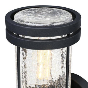 1 Light Textured Black with Crackle Glass Outdoor Wall Fixture 3