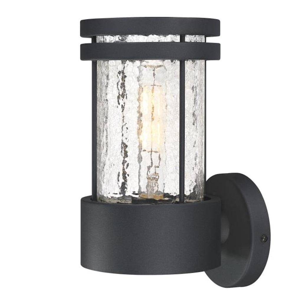 1 Light Textured Black with Crackle Glass Outdoor Wall Fixture 1