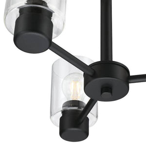 3 Light Matte Black with Clear Glass Chandelier Light Fixture 2
