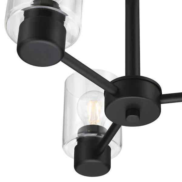 3 Light Matte Black with Clear Glass Chandelier Light Fixture 2