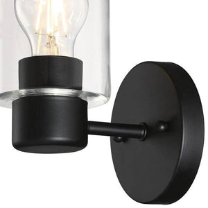 1 Light Matte Black with Clear Glass Wall Light Fixture 2