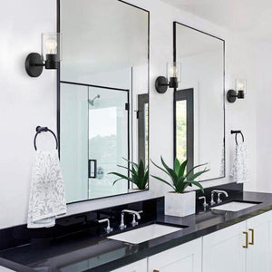 1 Light Matte Black with Clear Glass Wall Light Fixture 3