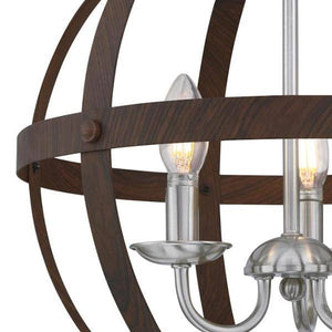 3 Light Walnut Finish with Brushed Nickel Accents Chandelier Light Fixture 2