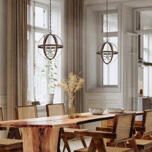 3 Light Walnut Finish with Brushed Nickel Accents Chandelier Light Fixture 3