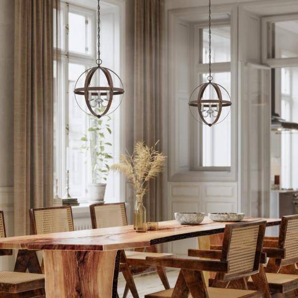 3 Light Walnut Finish with Brushed Nickel Accents Chandelier Light Fixture 3