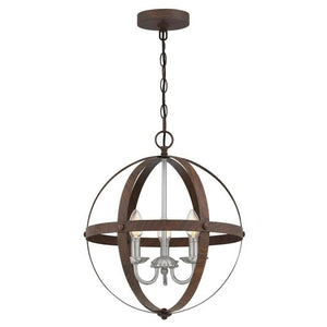 3 Light Walnut Finish with Brushed Nickel Accents Chandelier Light Fixture 1