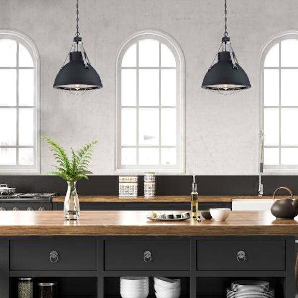 1 Light Matte Black Cage Shade Pendant Light Fixture 3