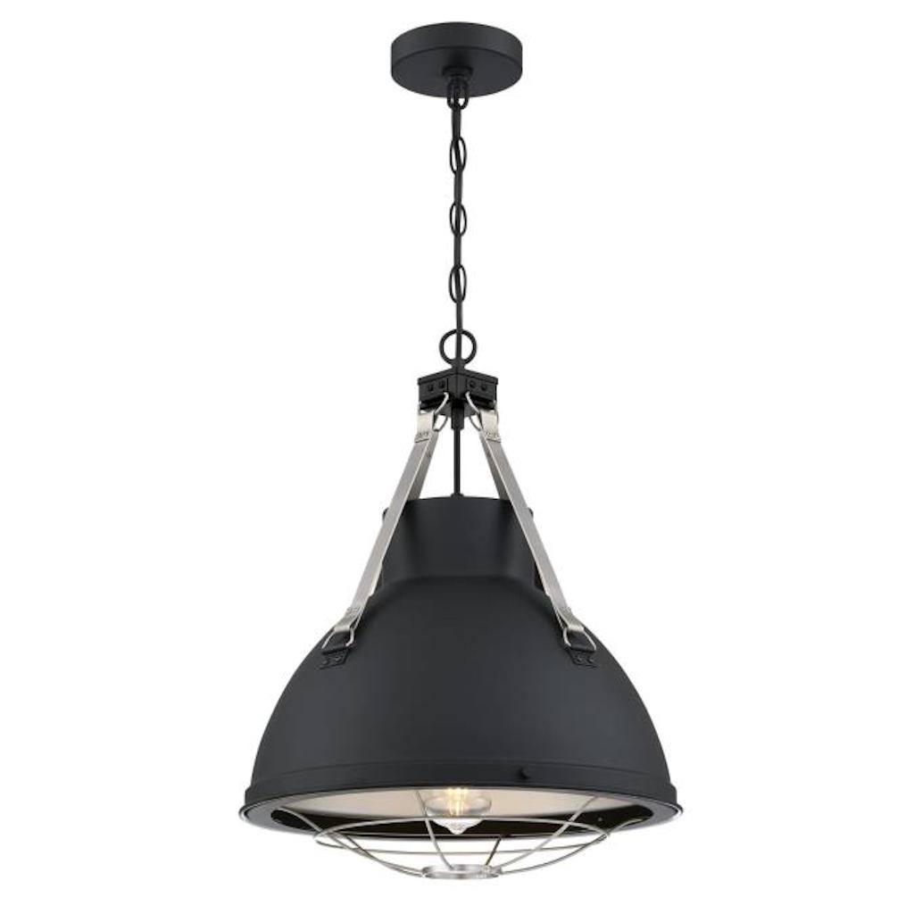 1 Light Matte Black Cage Shade Pendant Light Fixture 1