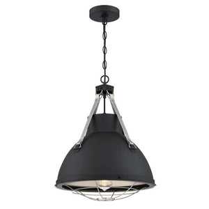 1 Light Matte Black Cage Shade Pendant Light Fixture 1