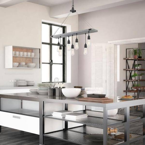 7 Light Antique Ash with Matte Brushed Gun Metal Accents Chandelier Light Fixture 3