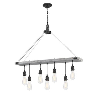 7 Light Antique Ash with Matte Brushed Gun Metal Accents Chandelier Light Fixture 1