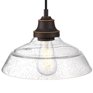 1 Light Oil Rubbed Bronze with Clear Seeded Glass Pendant 2
