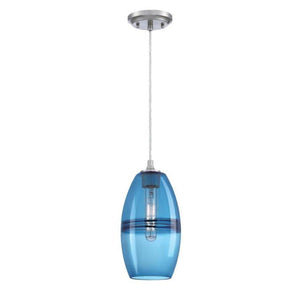 1 Light Brushed Nickel with Sapphire Glass Mini Pendant Ceiling Light Fixture 1