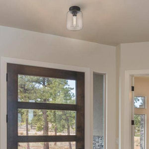 1 Light 8" Oil Rubbed Bronze with Clear Seeded Glass Semi-Flush Ceiling Light Fixture 4