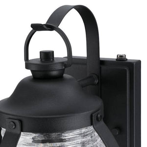 1 Light Textured Black Clear Crackle Glass Dusk to Dawn Outdoor Wall Fixture 2