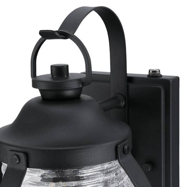 1 Light Textured Black Clear Crackle Glass Dusk to Dawn Outdoor Wall Fixture 2