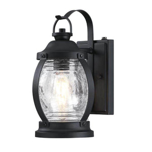 1 Light Textured Black Clear Crackle Glass Dusk to Dawn Outdoor Wall Fixture 1