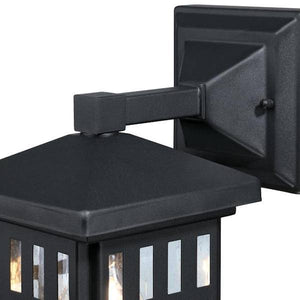 1 Light Textured Black Clear Seeded Glass Outdoor Wall Fixture 2