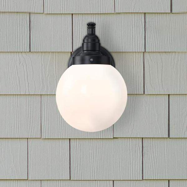 Matte Black White Opal Glass Outdoor Wall Fixture 3