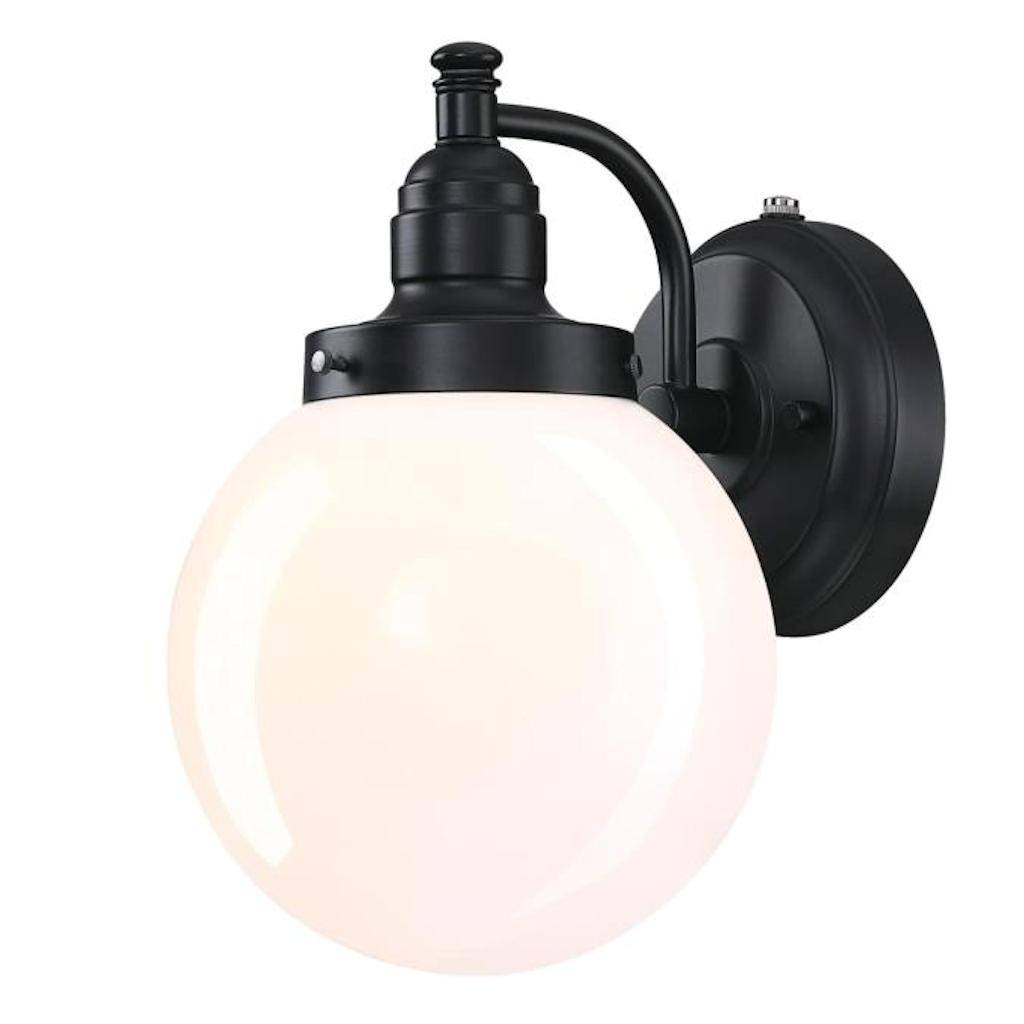Matte Black White Opal Glass Outdoor Wall Fixture 1