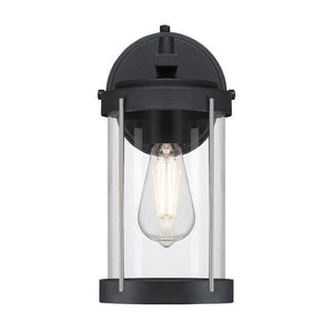1 Light Textured Black/Industrial Clear Glass Steel Outdoor Wall Light Fixture 2